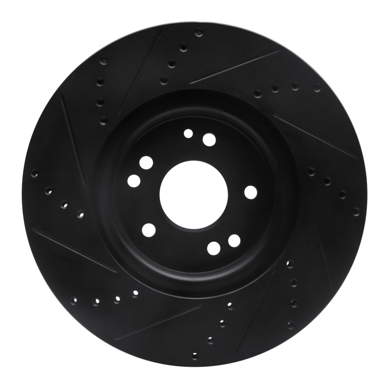 Mercedes-Benz SL600 Brake Rotor (1) - Left Front - R1 Concepts - Drilled & Slotted - Black - `94-`02